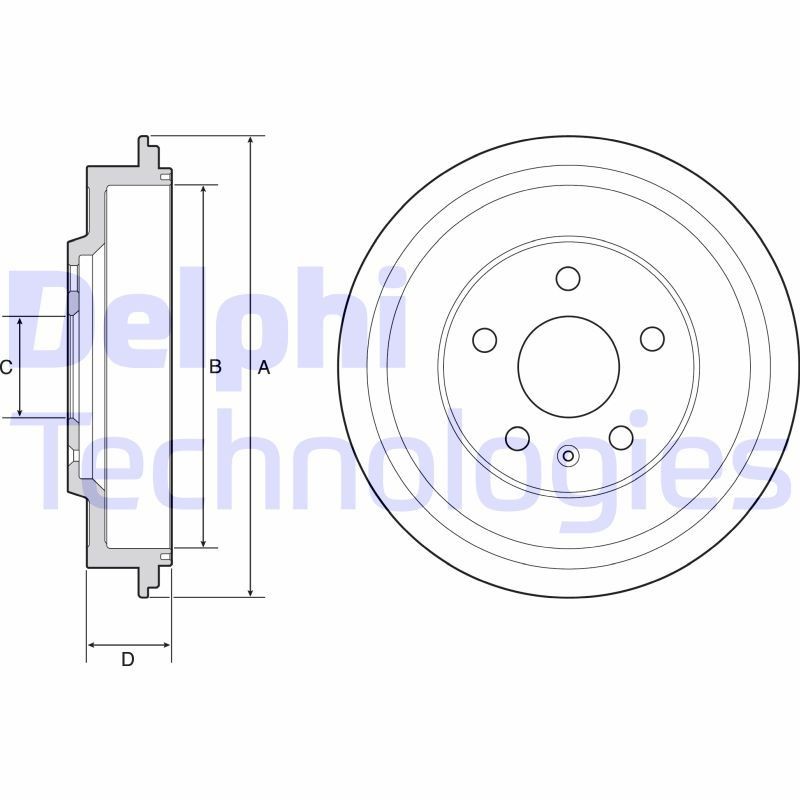 Volkswagen TRANSPORTER Brake drum 13811654 DELPHI BF561 online buy