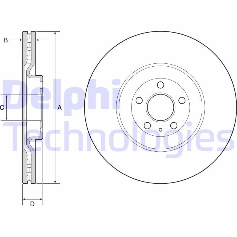DELPHI 366x30mm, 5, Vented, Coated, High-carbon Ø: 366mm, Num. of holes: 5, Brake Disc Thickness: 30mm Brake rotor BG9233C buy