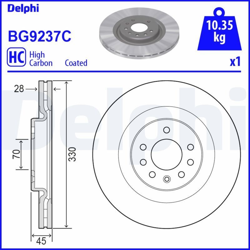DELPHI BG9237C Brake disc 569129