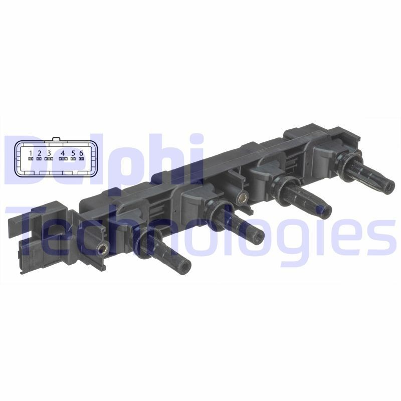DELPHI GN10502-12B1 Ignition coil 6-pin connector, 12V, Connector Type SAE