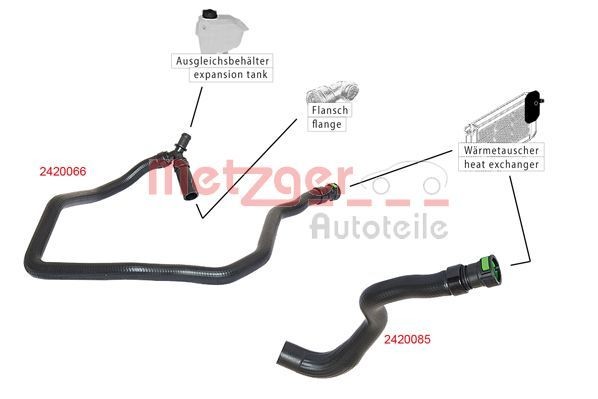 METZGER Coolant Hose 2420085 for FORD FIESTA, FUSION