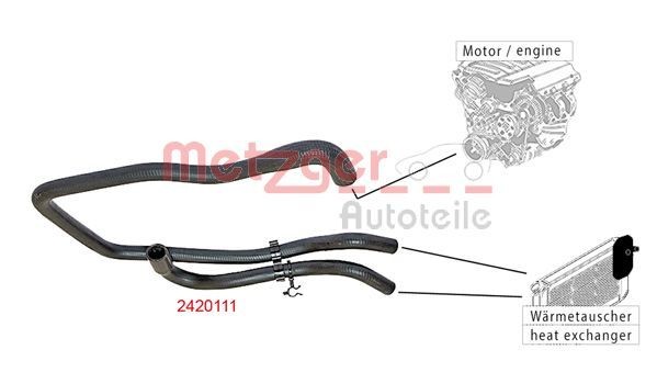 METZGER Coolant Hose 2420111 for FORD FIESTA, PUMA