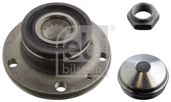 FEBI BILSTEIN 103779 Wheel bearing kit with attachment material, with integrated magnetic sensor ring, Wheel Bearing integrated into wheel hub, with wheel hub, with ABS sensor ring, 71 mm, Angular Ball Bearing