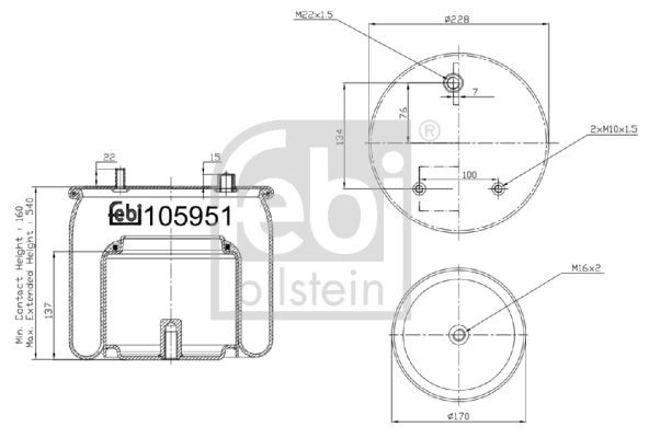 FEBI BILSTEIN 105951 Federbalg, Luftfederung für DAF XF 95 LKW in Original Qualität