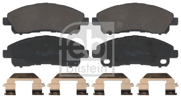 FEBI BILSTEIN 16948 Brake pad set Rear Axle, excl. wear warning contact, with anti-squeak plate, with fastening material
