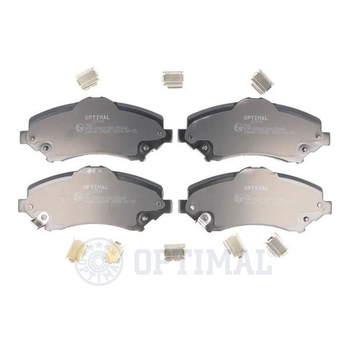 OPTIMAL 12704 Brake pad set Front Axle, with acoustic wear warning, with accessories