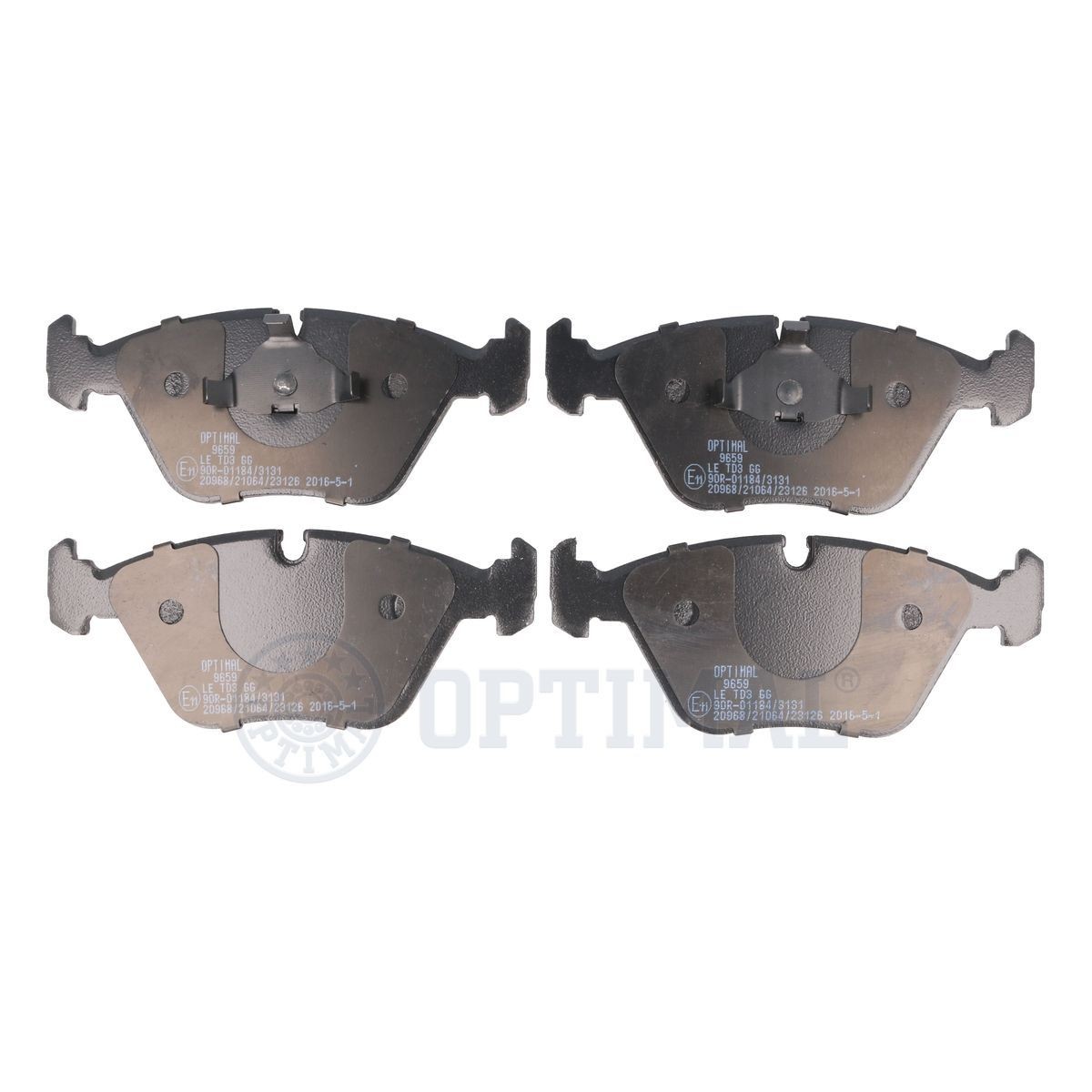 20968 OPTIMAL Front Axle, prepared for wear indicator Height: 63,9mm, Width: 156,3mm, Thickness: 17,5mm Brake pads BP-09659 buy