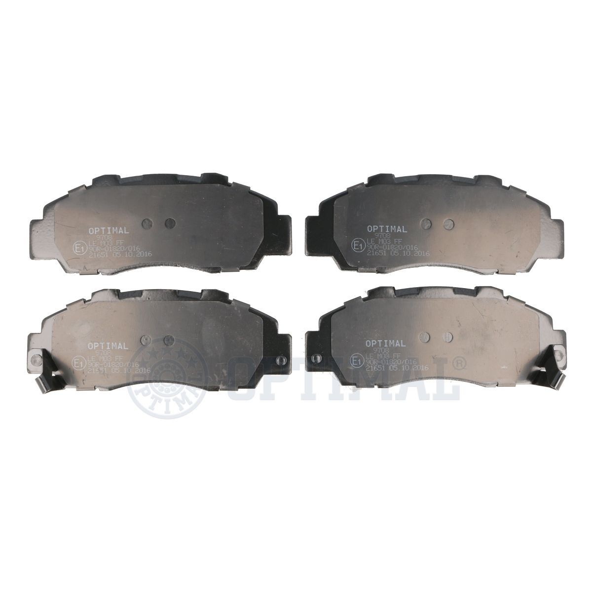 21651 OPTIMAL Front Axle, with acoustic wear warning Height: 57,7mm, Width: 148,6mm, Thickness: 17,5mm Brake pads BP-09708 buy
