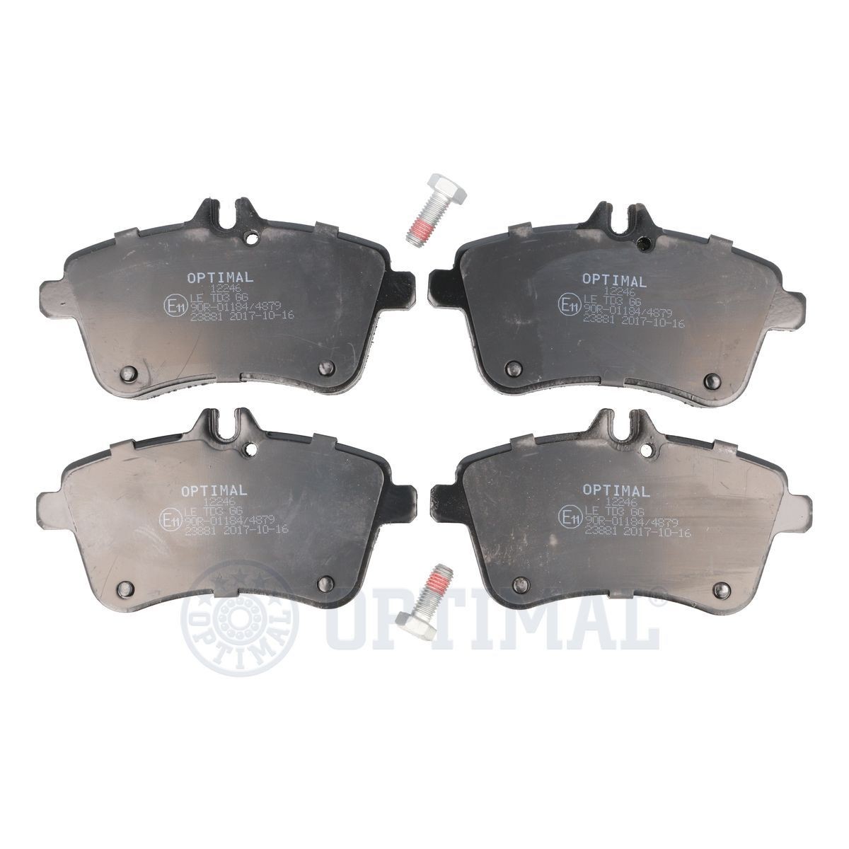 OPTIMAL BP-12246 Brake pad set Front Axle, prepared for wear indicator, excl. wear warning contact, with bolts/screws