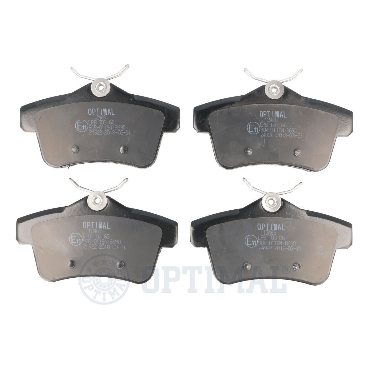24922 OPTIMAL Rear Axle Height: 56mm, Width: 103,8mm, Thickness: 17,3mm Brake pads BP-12468 buy