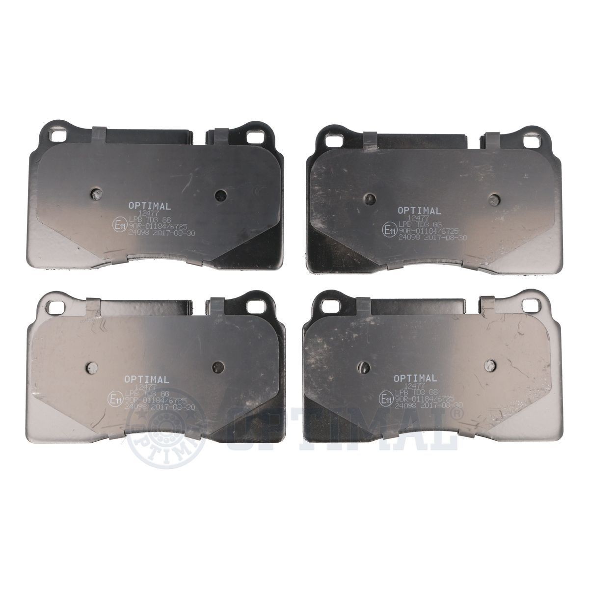 24098 OPTIMAL Front Axle, prepared for wear indicator, excl. wear warning contact Height: 77,3mm, Width: 131,6mm, Thickness: 17,1mm Brake pads BP-12477 buy