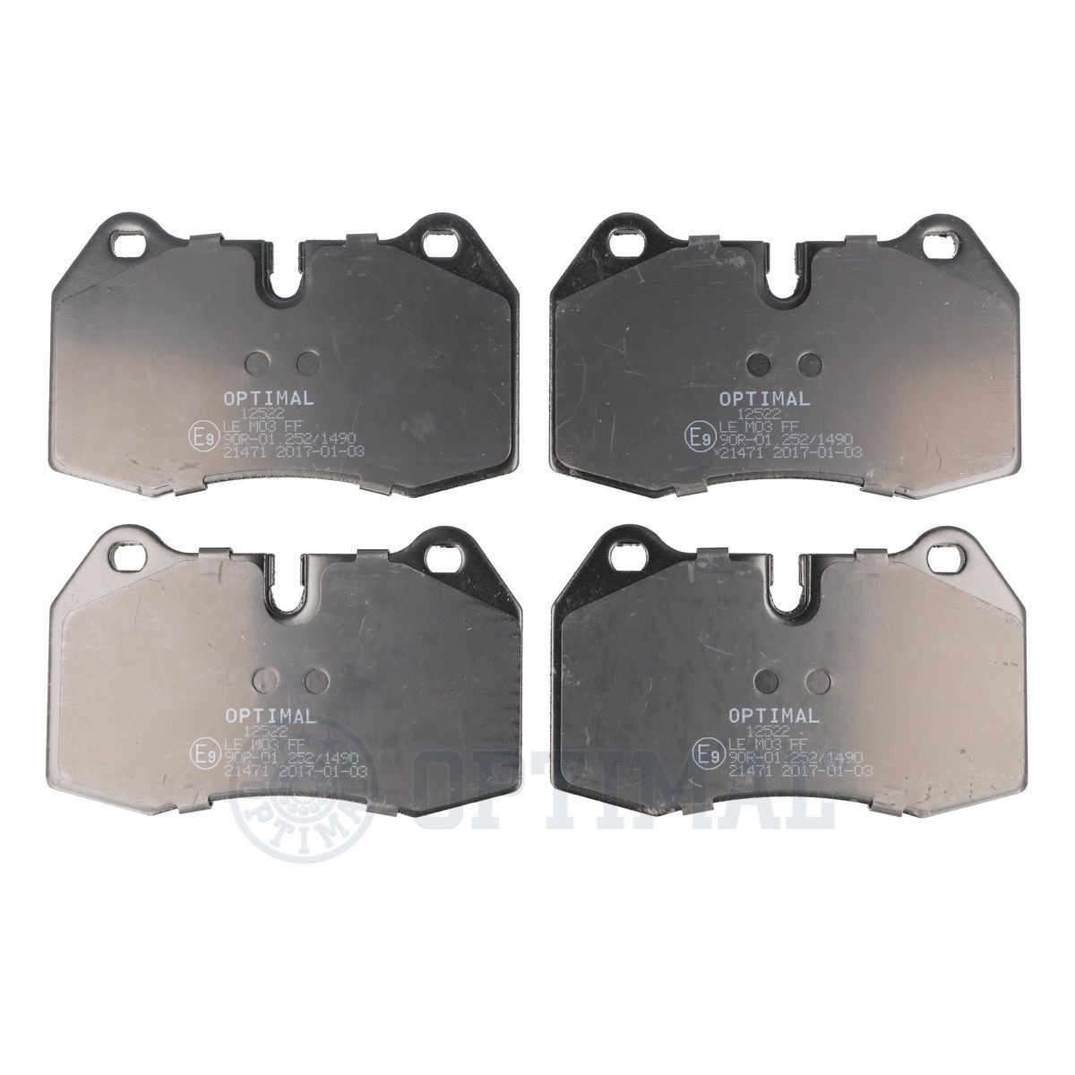 21471 OPTIMAL Front Axle, prepared for wear indicator, excl. wear warning contact Height: 73,6mm, Width: 119,8mm, Thickness: 18mm Brake pads BP-12522 buy