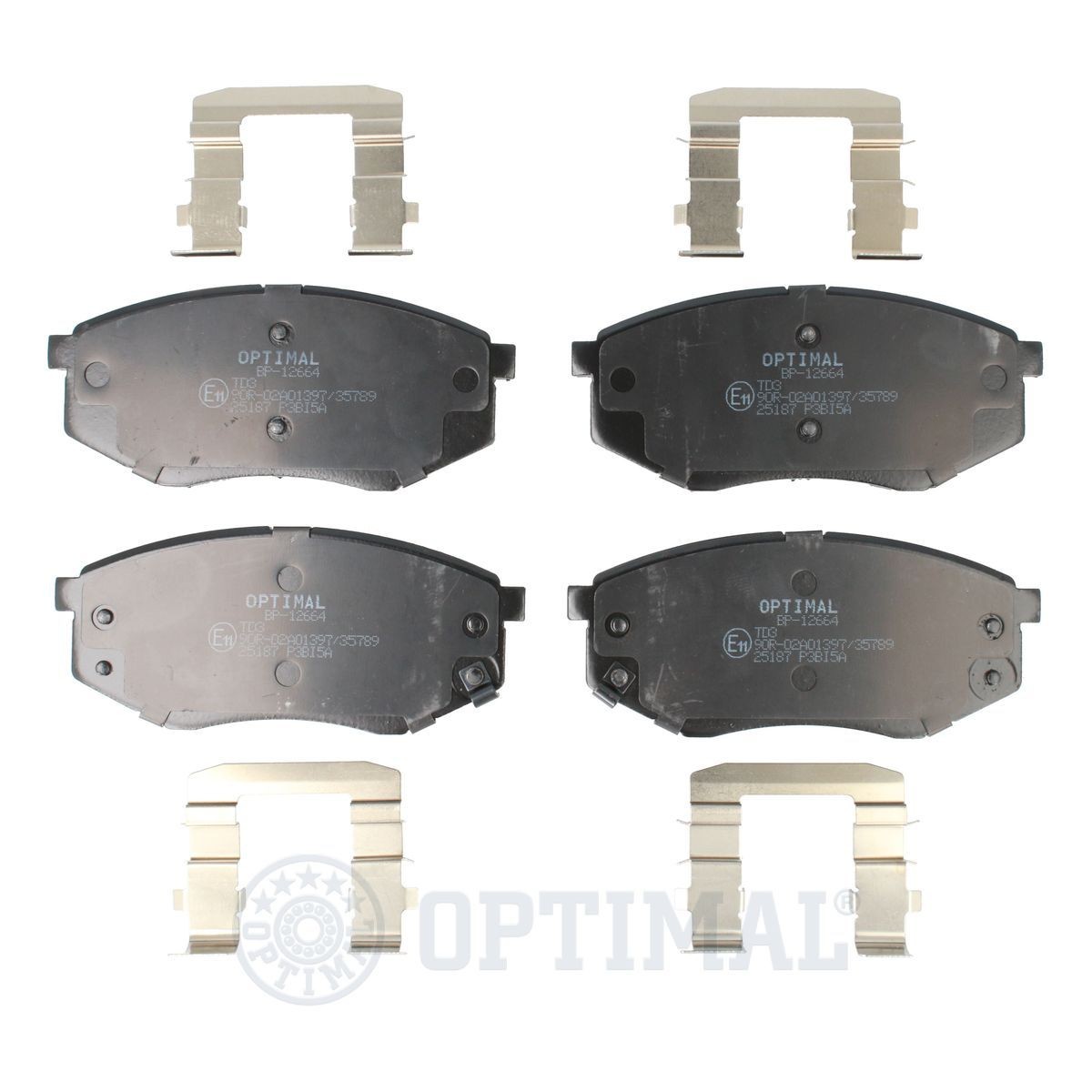 OPTIMAL BP-12664 Brake pad set Front Axle, with acoustic wear warning, with anti-squeak plate