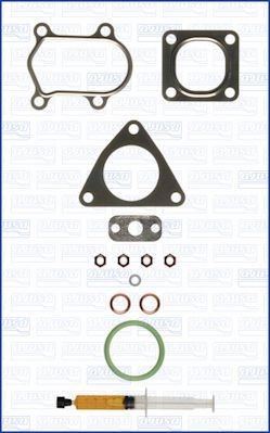 JTC12059 AJUSA Turbocharger gasket PEUGEOT with studs, syringe with oil, with gaskets/seals