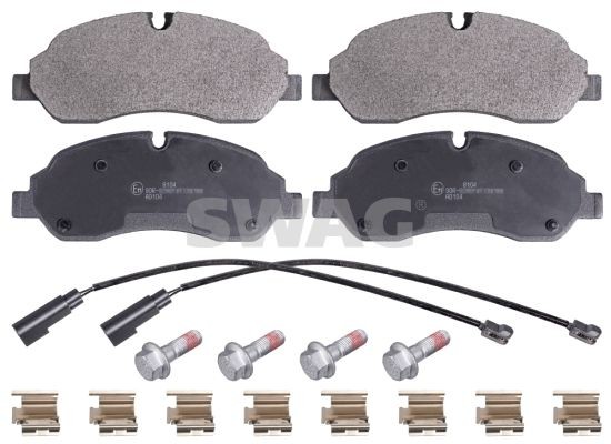 D1774-9004 SWAG Front Axle, incl. wear warning contact, with anti-squeak plate, with brake caliper screws, with fastening material Width: 66,4mm, Thickness 1: 16,3mm Brake pads 50 91 6955 buy