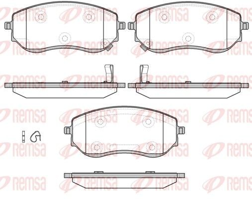 REMSA 1801.02 Brake pad set Front Axle, with acoustic wear warning, with adhesive film, with accessories, with spring
