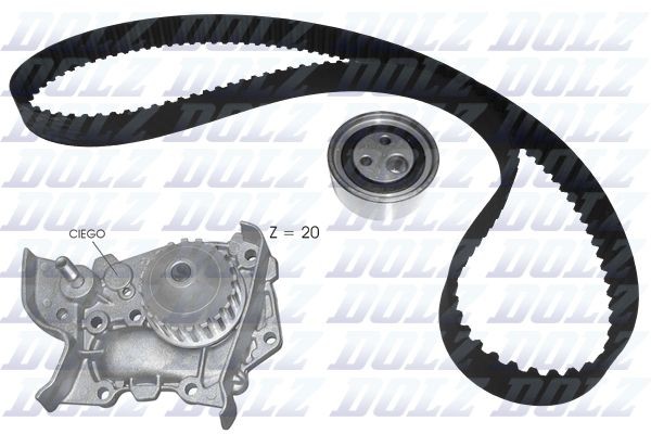 Renault MEGANE Water pump + timing belt kit 13845481 DOLZ KD116 online buy