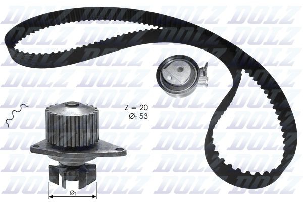 Original KD134 DOLZ Timing belt kit with water pump CITROËN
