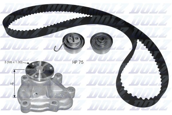 Opel MERIVA Cambelt and water pump kit 13845499 DOLZ KD142 online buy