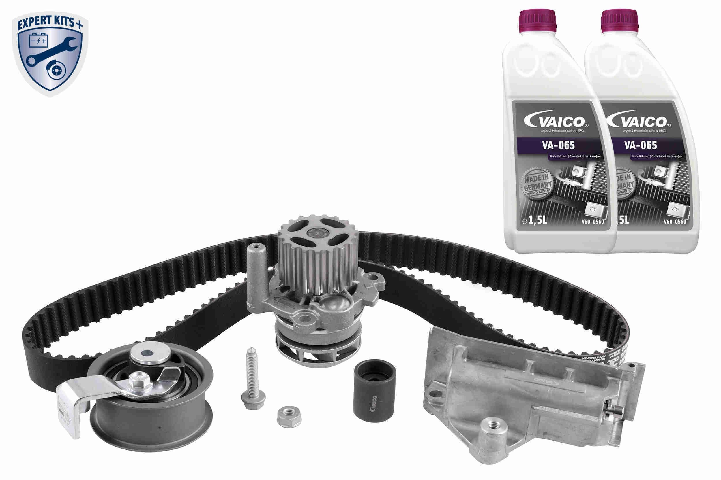 V10-50110 VAICO Cambelt kit OPEL with coolant, with water pump, with tensioner pulley damper, Number of Teeth: 120, Width: 30,0 mm