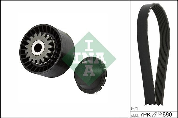INA 529 0318 10 V-Ribbed Belt Set Check alternator freewheel clutch & replace if necessary