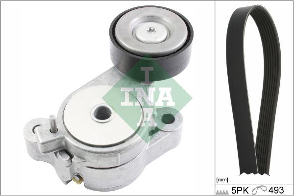 INA 529 0340 10 V-Ribbed Belt Set Check alternator freewheel clutch & replace if necessary