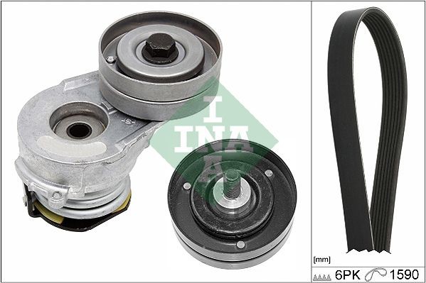 INA 529 0345 10 V-Ribbed Belt Set Check alternator freewheel clutch & replace if necessary