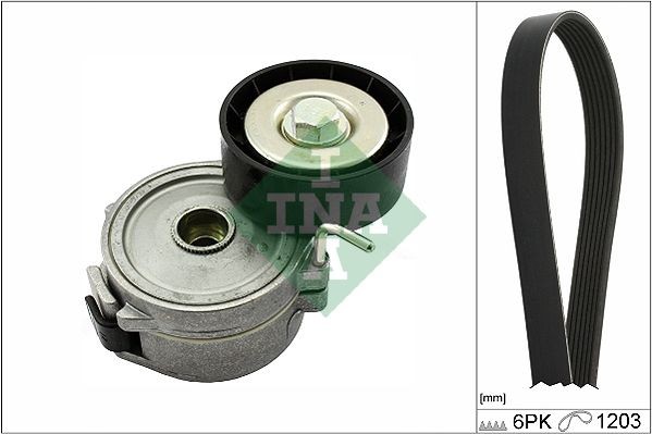 INA 529 0357 10 V-Ribbed Belt Set Check alternator freewheel clutch & replace if necessary