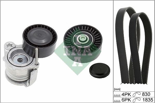 INA 529 0359 10 V-Ribbed Belt Set Check alternator freewheel clutch & replace if necessary, Requires special tools for mounting