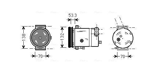 AVA COOLING SYSTEMS V5, R 134a Belt Pulley Ø: 132mm AC compressor DWAK018 buy