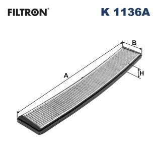 FILTRON K 1136A Pollen filter Activated Carbon Filter, 670 mm x 94,5 mm x 20 mm
