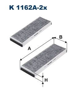 FILTRON Activated Carbon Filter, 297 mm x 99 mm x 30 mm Width: 99mm, Height: 30mm, Length: 297mm Cabin filter K 1162A-2x buy