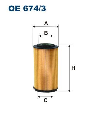FILTRON Filter Insert Inner Diameter 2: 39,5mm, Ø: 73mm, Height: 130,5mm Oil filters OE 674/3 buy