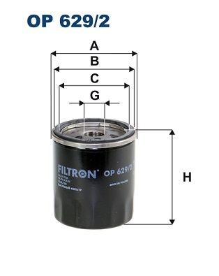 OP629/2 Oil filter OP 629/2 FILTRON 3/4-16 UNF, Spin-on Filter