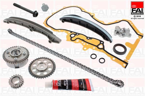 FAI AutoParts TCK87LVVT Timing chain kit with gears, with gaskets/seals, Simplex, Low-noise chain
