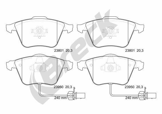 Original BRECK Brake pad kit 23950 00 552 10 for AUDI A4