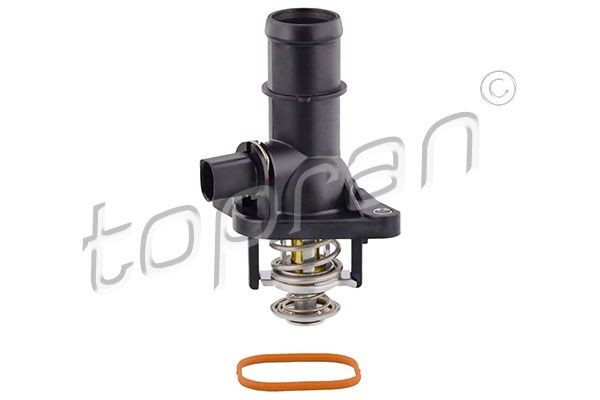 TOPRAN 109 347 Engine thermostat Opening Temperature: 105°C, with seal, with housing, Synthetic Material Housing
