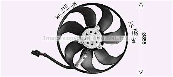 PRASCO Ai7521 Fan, radiator D1: 355 mm, 12V, 300-60W