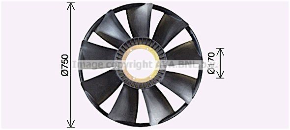 PRASCO MNB118 Fan Wheel, engine cooling Aluminium, Plastic
