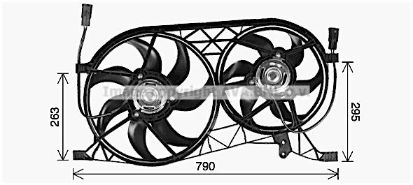 PRASCO RT7646 Fan, radiator D1: 380 mm, 12V, 500-220W