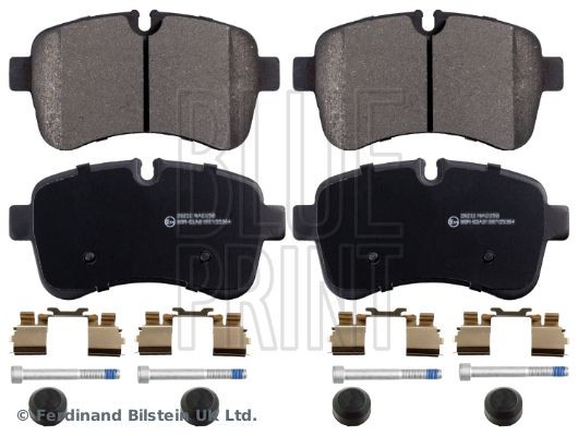 BLUE PRINT ADL144220 Brake pad set Rear Axle, prepared for wear indicator, with fastening material, with sliding plate