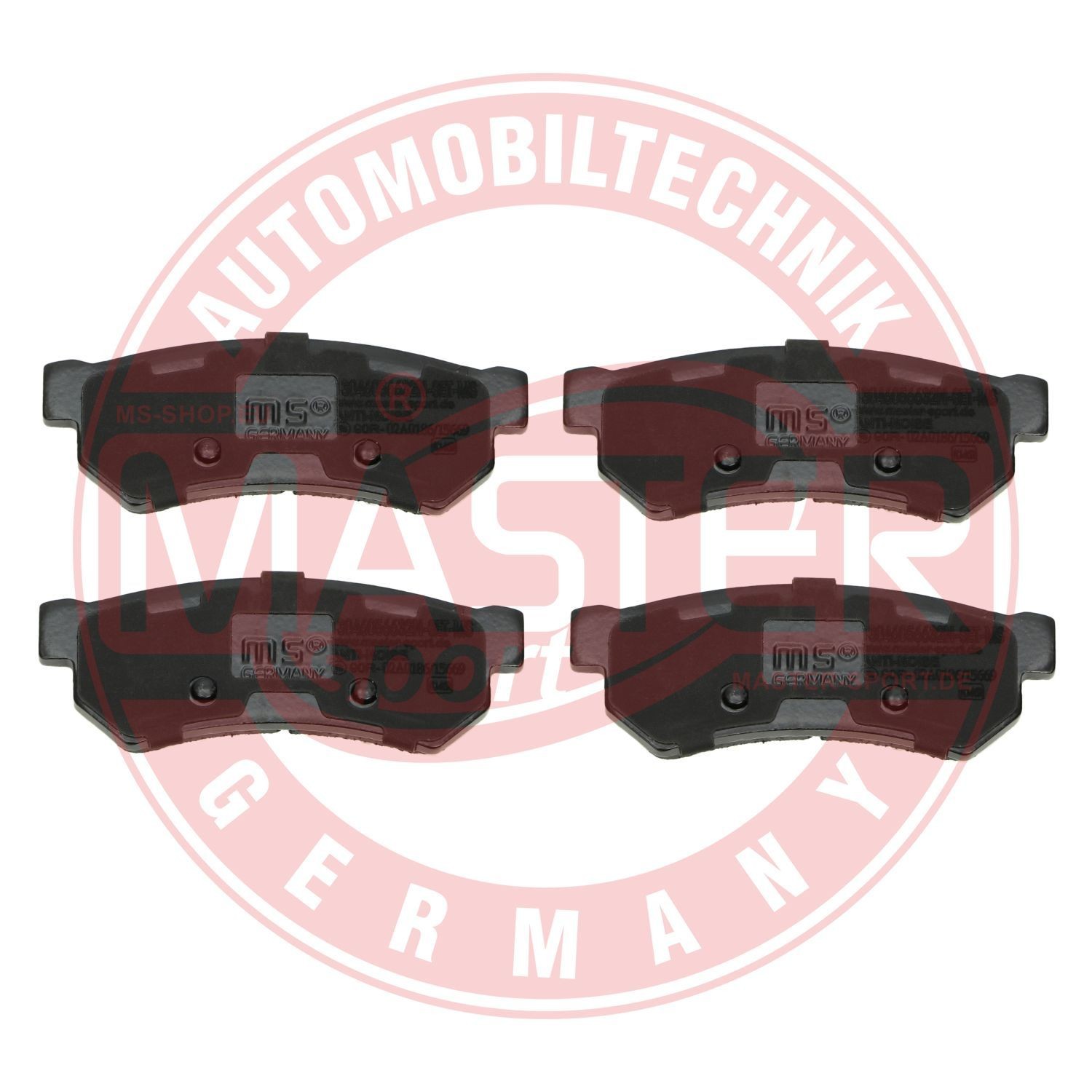 13046056632N-SET-MS MASTER-SPORT Brake pad set CHEVROLET Rear Axle, excl. wear warning contact, not prepared for wear indicator, with anti-squeak plate