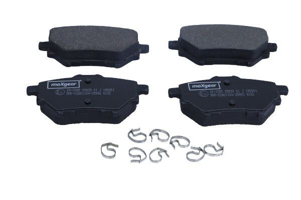19-3385 MAXGEAR Brake pad set PEUGEOT Rear Axle, excl. wear warning contact, with brake caliper screws