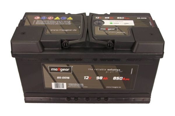 MAXGEAR 85-0016 Battery 12V 98Ah 850A B13 L5 with load status display, Positive Terminal right, Lead-acid battery