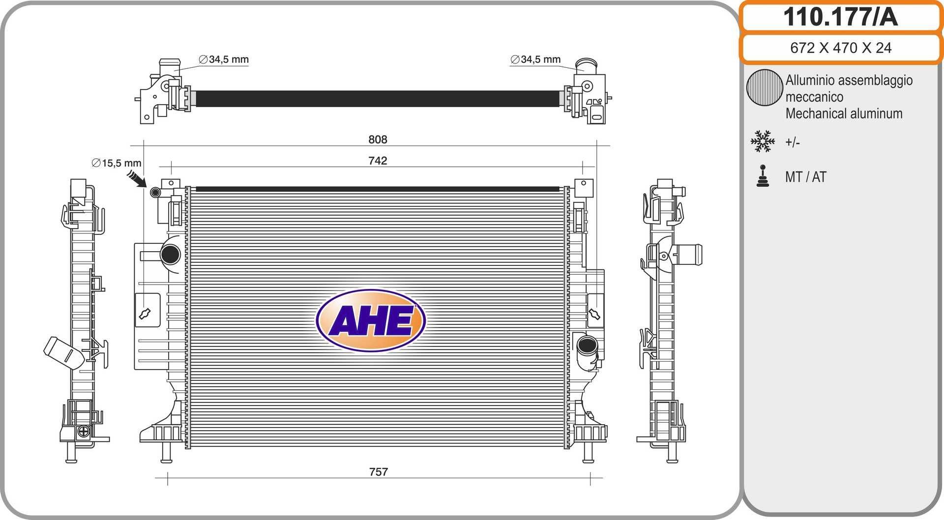 AHE 110.177/A Engine radiator 1857556