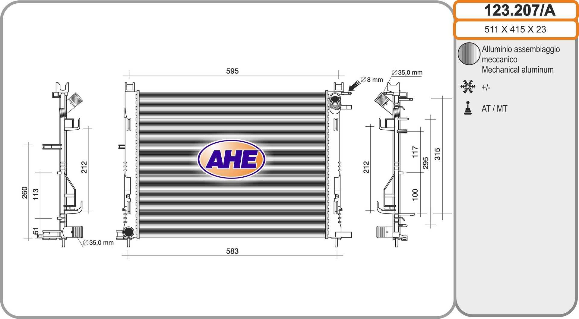 AHE 123.207/A Engine radiator 214100055R