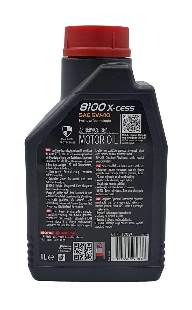 109229 Motor oil 8100 X-CLEAN+EFE 0W-30 MOTUL 5W-40 review and test