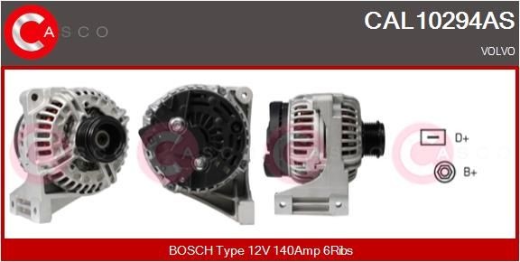 CASCO 12V, 140A, M8, CPA0090, Ø 56 mm, with integrated regulator Number of ribs: 6 Generator CAL10294AS buy