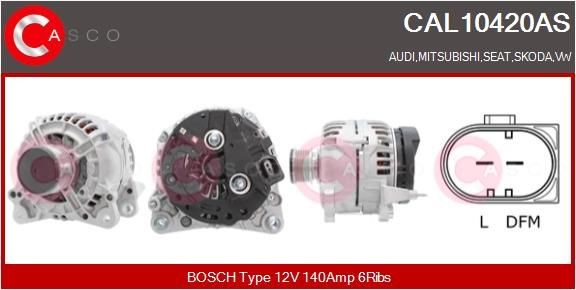 CASCO CAL10420AS Alternator 12V, 140A, M8, CPA0155, Ø 56 mm, with integrated regulator