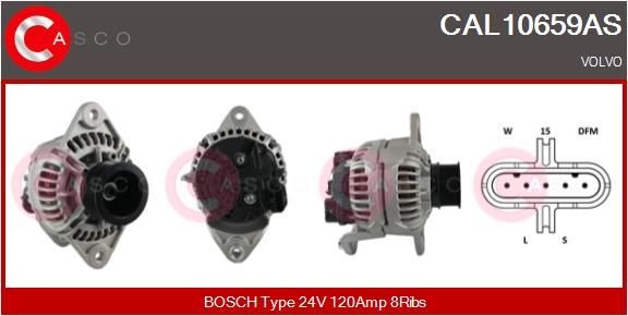 CASCO 24V, 120A, M8, CPA0142, Ø 72 mm, mit integriertem Regler Rippenanzahl: 8 Lichtmaschine CAL10659AS kaufen